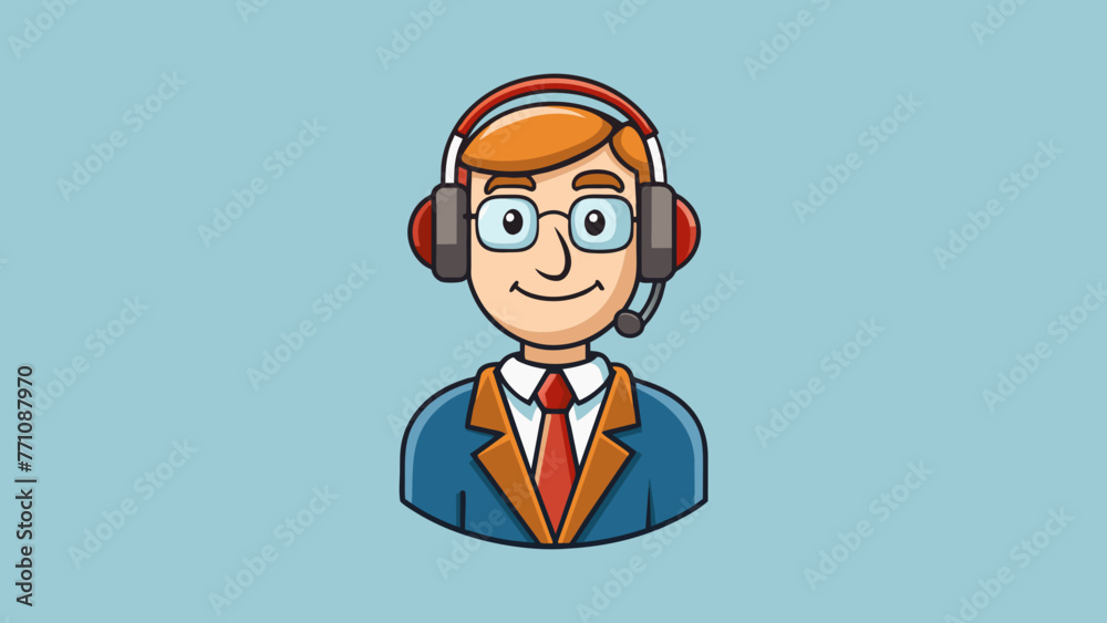 businessman with headset avatar character vector illustration businessman with headset avatar character vector illustration