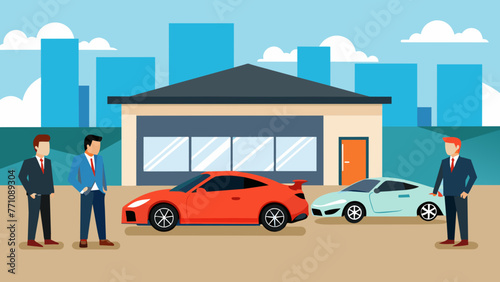 car dealer men silhouette vector illustration
