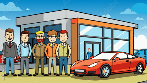 car dealer men silhouette vector illustration