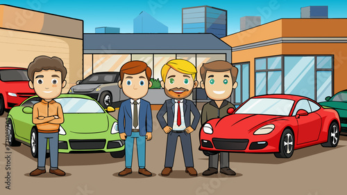 car dealer men silhouette vector illustration