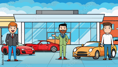car dealer men silhouette vector illustration