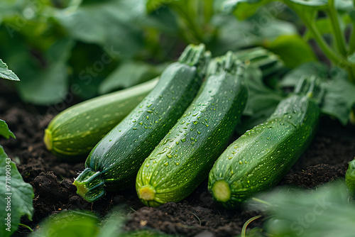 Fresh harvest of vibrant green zucchinis, showcasing the beauty of organic farm produce