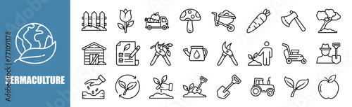 PERMACULTURE icon set for design elements	