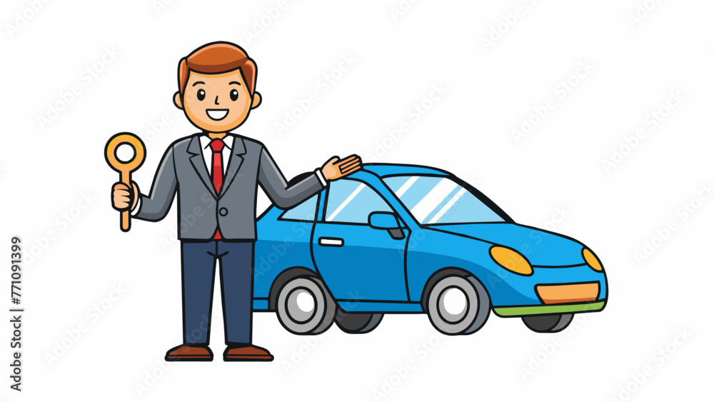 standing by car silhouette vector illustration
