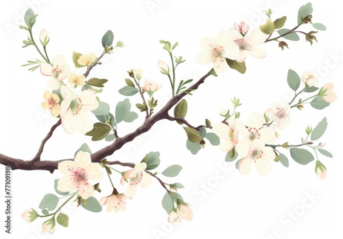 Springtime Florals: foral clip art depicting blooming flowers, budding branches, and fresh foliage photo
