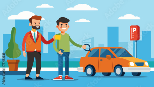  car sharing valet parking flat silhouette vector illustration
