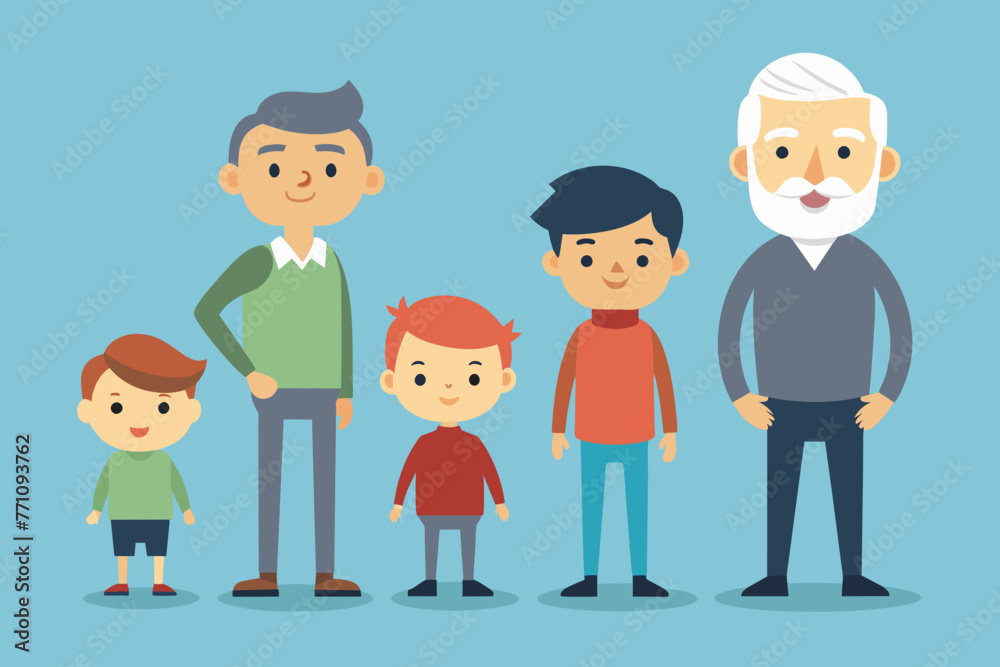 man different ages silhouette vector illustration