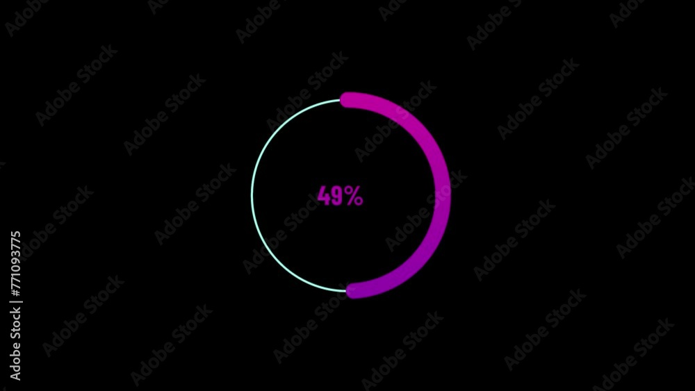 49% complete circle loading icon pie chart diagrams modern design animation background. 49% complete circle loading icon pie chart diagrams modern design animation background.