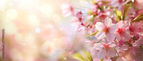 Cherry blossoms appear ethereal with the hint of sunlight flares, creating an otherworldly floral image © Daniel