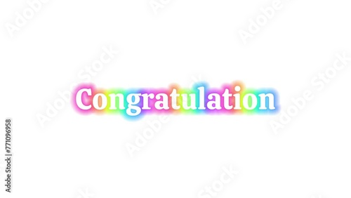 Congratulation Text Animation Isolated White Background photo