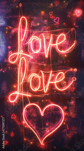 love - neon sign - Embrace of Light: The "Love" Neon Glow