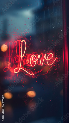 love - neon sign - Embrace of Light: The "Love" Neon Glow (ID: 771097390)