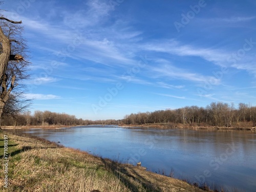 Maumee river in spring scenic view photo