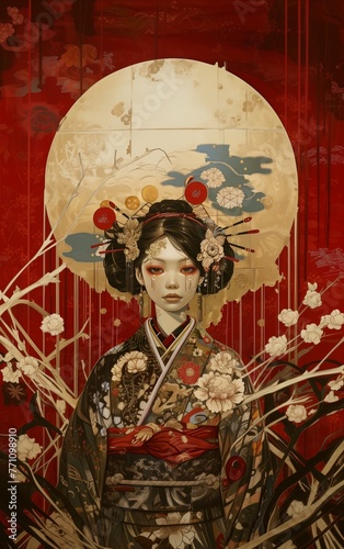 Japanese geisha in kimono