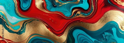 Elegant texture of blue  gold and red marble  flower pattern. Luxury gold and blue marble pattern  oil paint  alcohol ink style. Background and wallpaper concept. top view