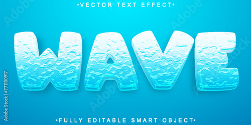 Cartoon Blue Wave Vector Fully Editable Smart Object Text Effect