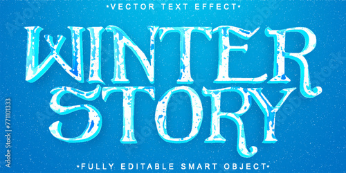 Blue Cold Winter Story Vector Fully Editable Smart Object Text Effect photo