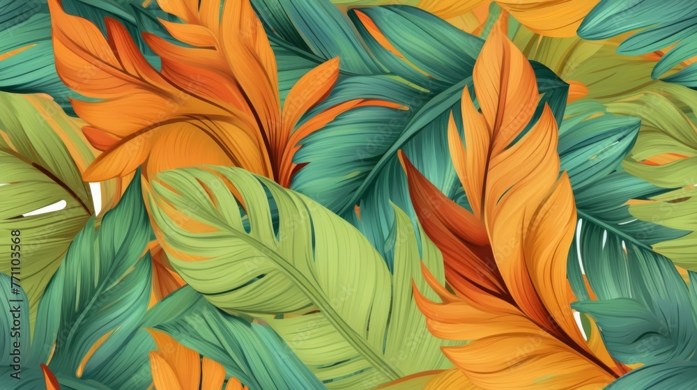 Creative tropical green leaves layout, background. Nature spring concept. Flat lay Creative tropical green leaves layout, background. Nature spring concept. Flat lay