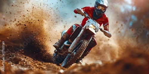 A motocross rider navigating a dirt track. Concept Extreme Sports, Motocross Racing, Dirt Track Riding, Action Photography, Adrenaline Rush