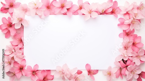 pink flowers on a white background. empty space for writing