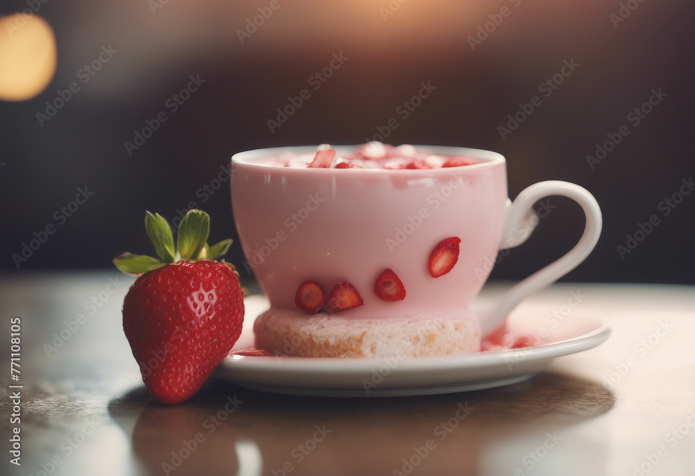 Strawberry Cream And Dessert tea mug cup dessert Strawberry Cream And Dessert tea mug cup dessert