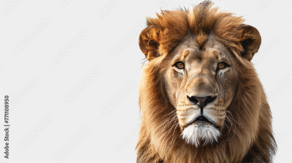 A powerful close-up of a majestic male lion exuding strength and wild beauty A powerful close-up of a majestic male lion exuding strength and wild beauty