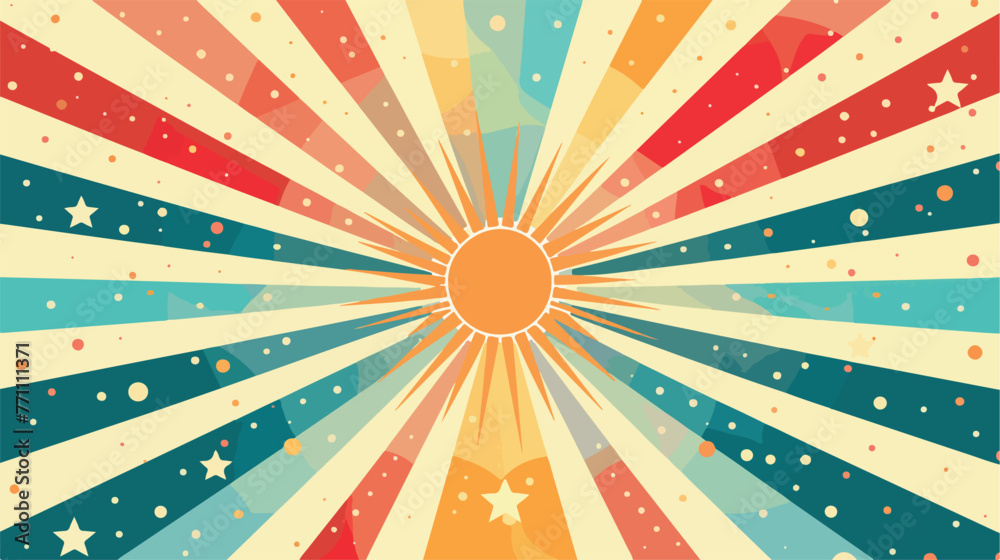 Banner backgroud with sun rays in aesthtic style of