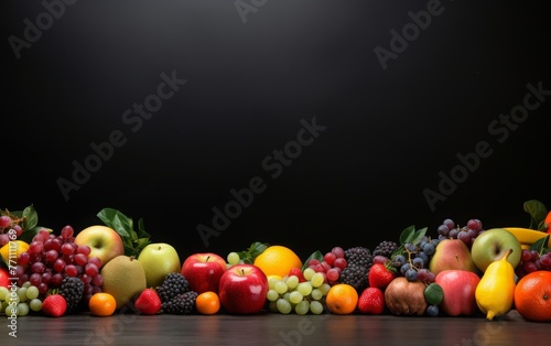 photography of fresh fruit on the side of the frame and in the middle there is empty space