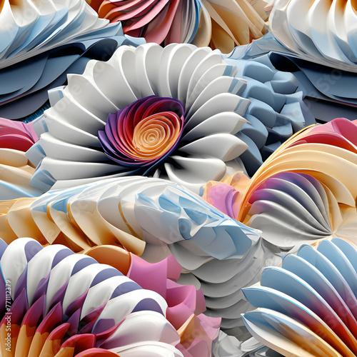 Abstract composition of ornamental colour paper craft. 