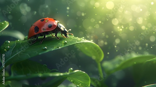 A lady bug on a leaf