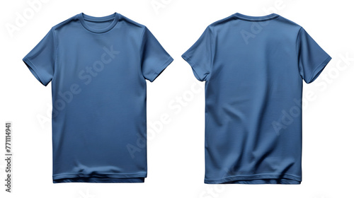 Stylish Blue T-Shirt Mockup PNG: Fashionable Casual Wear Isolated on White | Transparent Background, hand edited generative AI