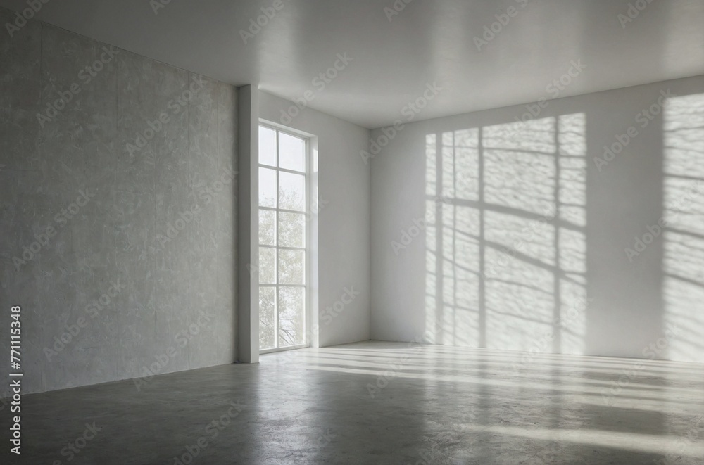 Authentic and understated soft-focus natural light through windows, casting shadows on textured wallpaper, creating an abstract backdrop. Simplistic abstract white light background ideal for product d Authentic and understated soft-focus natural light through windows, casting shadows on textured wallpaper, creating an abstract backdrop. Simplistic abstract white light background ideal for product d