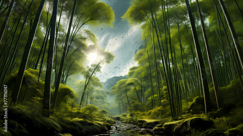Beautiful green bamboo forest