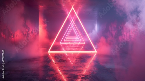  Cool geometric triangular figure in a neon laser light - great for backgrounds and wallpapers