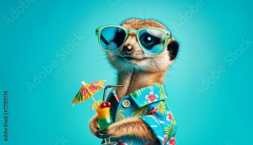 meerkat, animal, funny, summer, tropical, beach, zoo, copy space, illustration