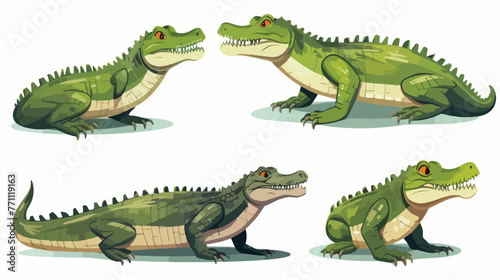 Crocodile as Green Predatory Semiaquatic Reptile Ve © iclute
