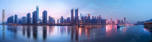 Wallpaper Mural Elegant Atmosphere: Skyscrapers and Sea at Twilight Torontodigital.ca