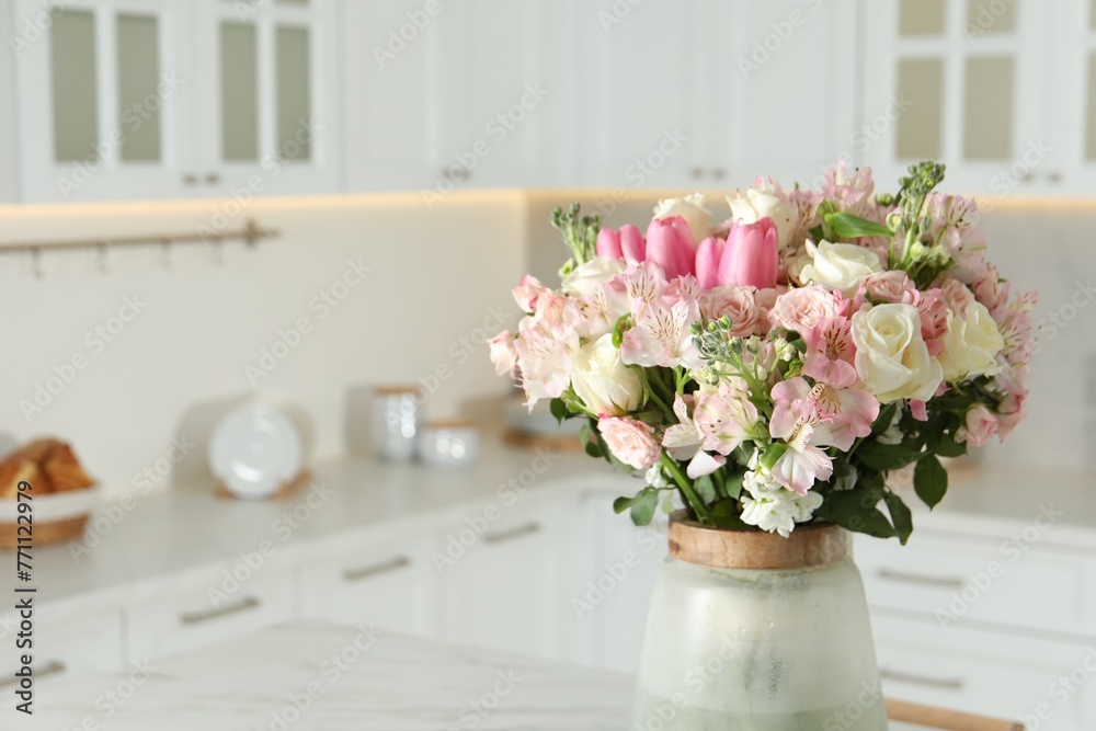 Beautiful bouquet of fresh flowers in vase indoors Beautiful bouquet of fresh flowers in vase indoors