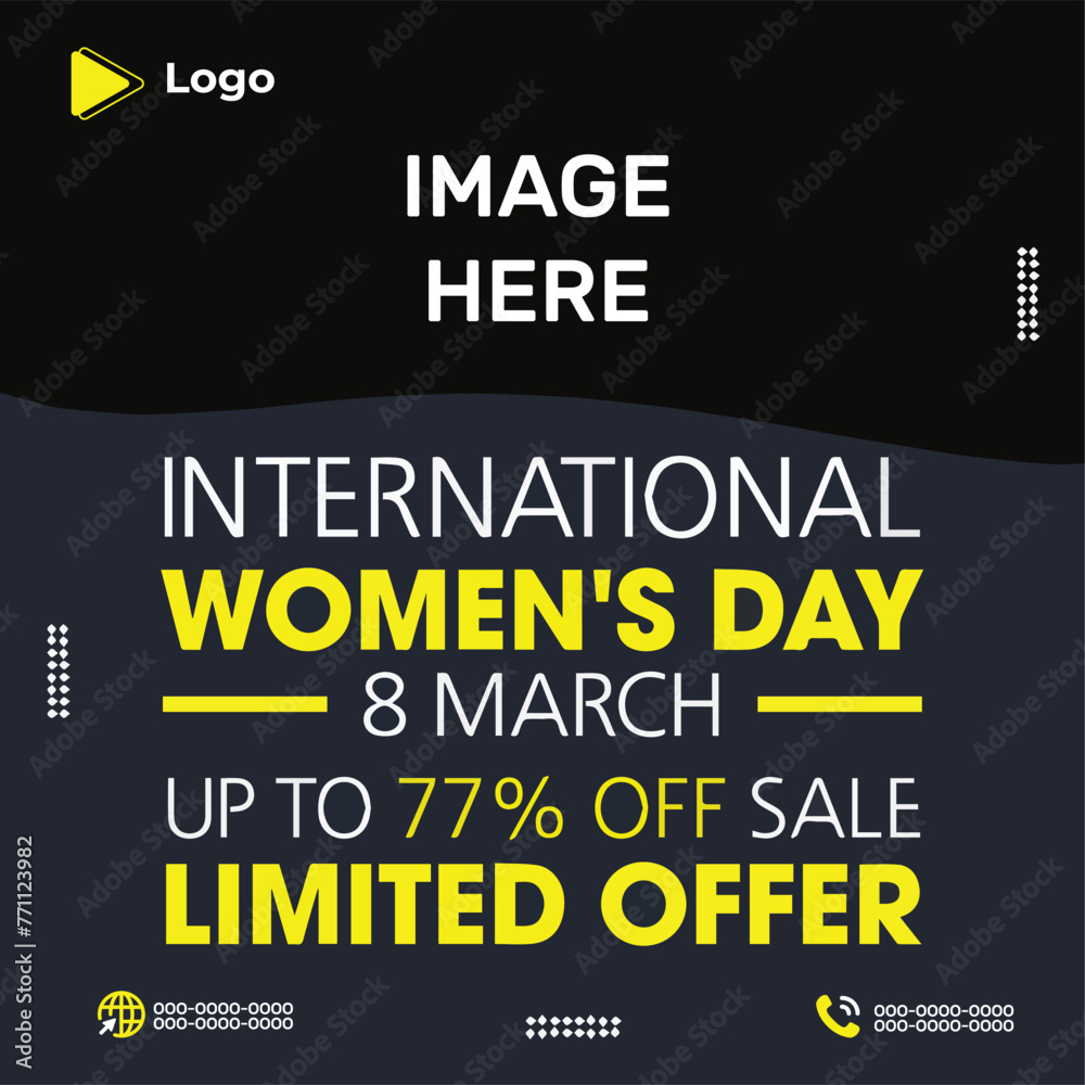 Women's day square fashion sale web banner and social media poster design template | Women's day modern stylish fashion sale instagram and social media post and banner template	