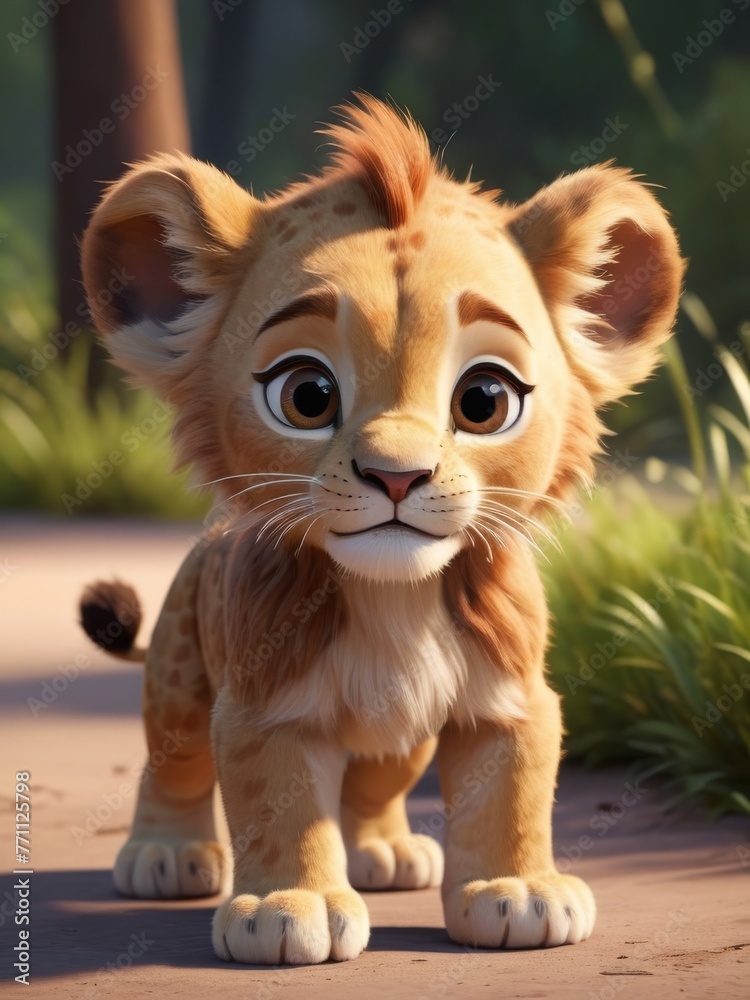 cute baby lion cartoon animation