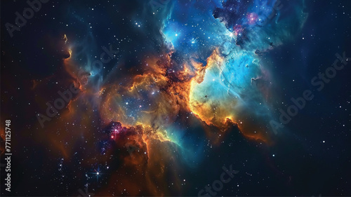 Nebula and galaxies in space. Abstract cosmos galaxy background