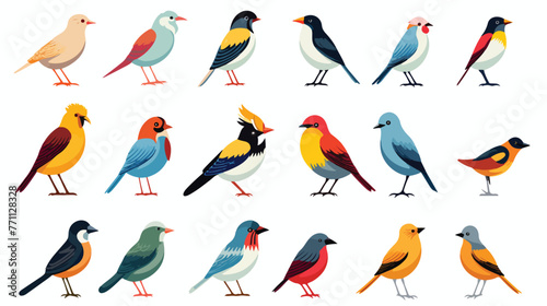 Detailed vector set of various exotic birds. Wild  © iclute