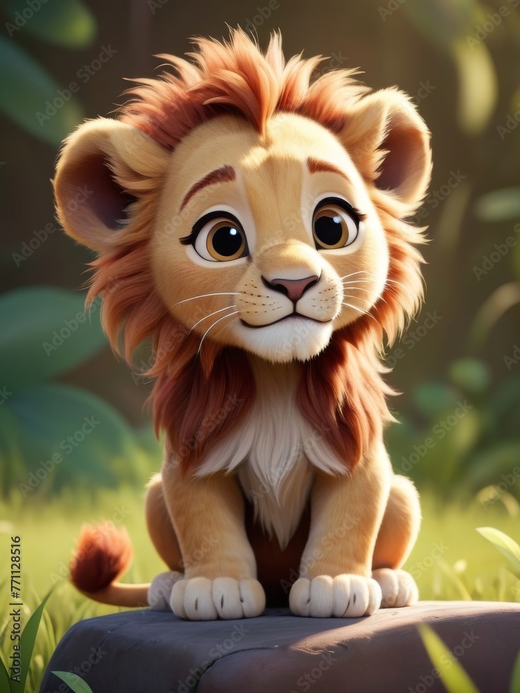 cute baby lion cartoon animation