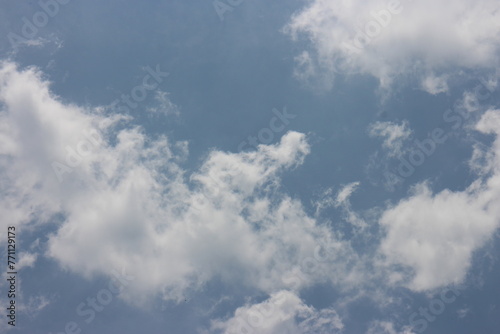 Blue sky with white clouds.