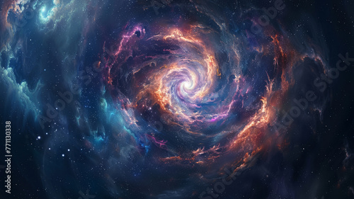 Space travel fantasy through a swirling vortex of stars and nebulae