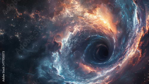 Space vortex gateway, swirling stars and nebulae hinting at other dimensions photo