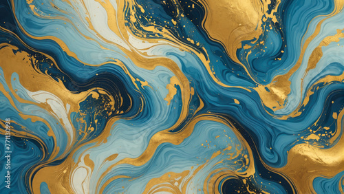 Luxurious gold and blue marble texture