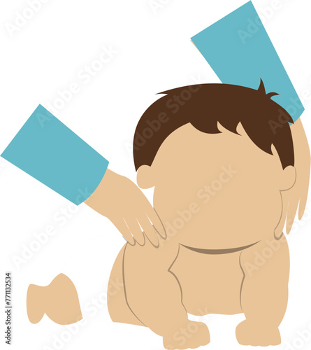 Cartoon of baby spa and massage