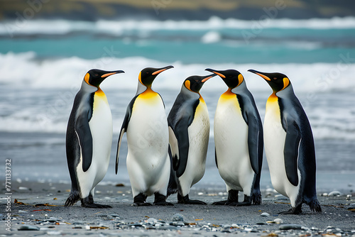 king penguins standing on beach stock photo in the st 851a0b95-8a57-4148-9c29-1d16fca747c9 0 photo