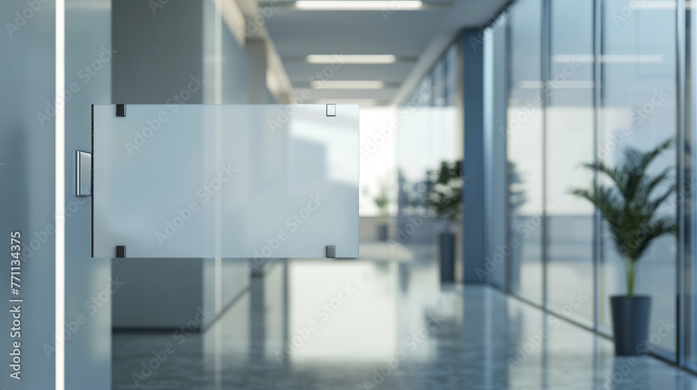 Blank glass nameplate design mockup, Signplate mock up on the wall near office entrance interior. Signage panel door number template. Clear printing sign board for branding near store. Blank glass nameplate design mockup, Signplate mock up on the wall near office entrance interior. Signage panel door number template. Clear printing sign board for branding near store.